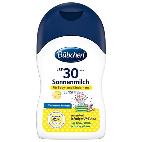 Bübchen Sensitive Sonnenmilch LSF 30, wasserfest, Sonnenschutz für empfindliche Babyhaut, hoher UV-Schutz für Kinder und Babys, Menge: 1 x 150 ml Cover