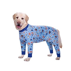 BT Bear Large Dog Clothes, Elastic Pet Onesie Clothes Protect Joints Anti-hair Anti Licking, Wound Protection Pet Pajamas PJS Dog Jumpsuit For Medium Large Dogs(5XL,Blue Shark)