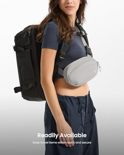 Image of tomtoc Belt Bag with RFID Blocking, Cross Body Fanny Pack for Women Men, Sling Waist Bags with Adjustable Strap for Travel Walk, Gray, 1.5L
