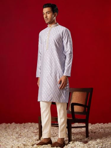 Image of VASTRAMAY Men's Silk Blend Kurta and Pyjama Set