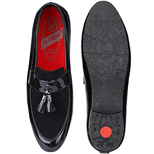 Image of LE GREEM Men's Patent Leather Slip on Casual Loafers