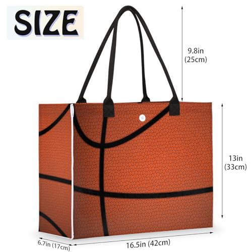 Sports Basketball Brown Tote Bag for Women Large Beach Bag Reusable Tote Bags for Work Travel Beach Shopping2