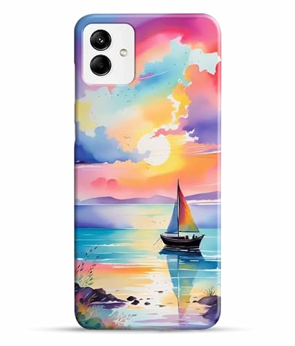 Image of Printed Hard Back Case Cover & Compatible for Samsung Galaxy M04 4G | Samsung M04 | Vector Ship Nature Art (Multicolor) - D1209