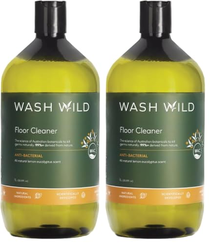 Wash Wild Floor Wash 1L, Natural Lemon Eucalyptus Scent, Concentrated & Non-toxic formula, Safe on all surfaces (Pack of 2)