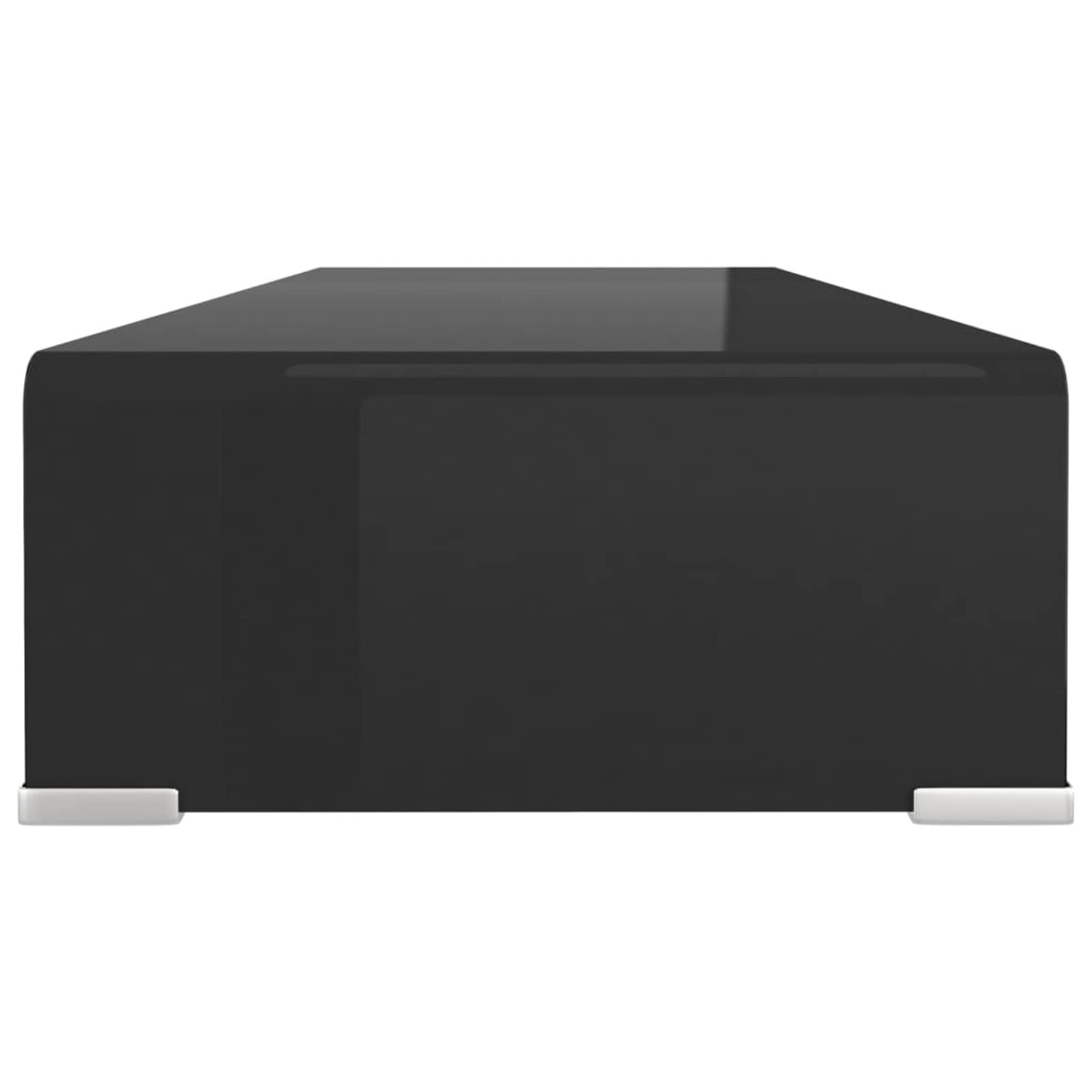 Homgoday Supporto per TV / Monitor Riser Vetro Nero 80x30x13 cm, Supporto da scrivania per Monitor Riser, Espositore per Laptop e Monitor