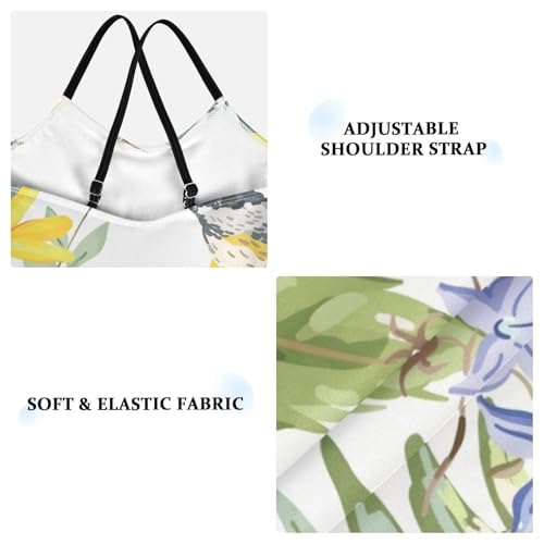 Girls One Piece Swimsuits Chickadee Birds Yellow Daisy Flowers Sport Halter Swimwear Beach Bathing Suit, 3T3