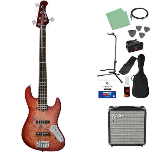 Bacchus WJB5-BP/Act 5弦ベース初心者12点セット【Fenderアンプ付】 RD-B アクティブPU バールポプラ バッカス