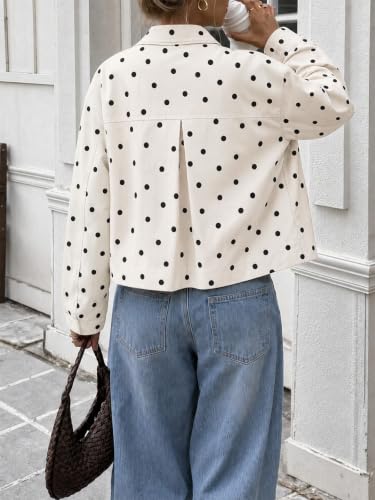 Fisoew Womens Polka Dot Cropped Jacket Zip Up Drawstring Lightweight Coat - image 3