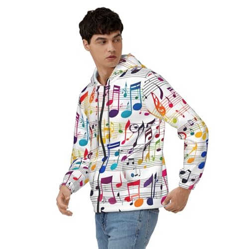 Sweat à capuche notes de musique pour homme coupe décontractée - 4