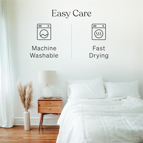 Image of Baloo Weighted Blanket for Adults 12 lb Throw (Pebble White, 42 inchx72 inch) | Cool & 100% Cotton | Machine Washable & Dryer Safe | Glass Microbead Fill