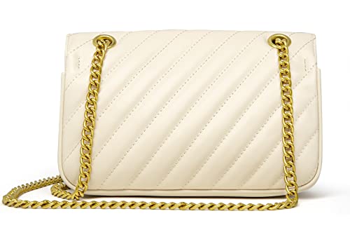 Chrysansmile Quilted Crossbody Bags Genuine Leather Purses for Women Trendy Medium Shoulder Bag with Chain3