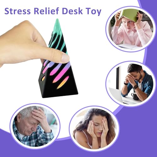 3 Stücke 3D-Druck Spiral Cone Fidget Toy, Impossible Cone,Kegel, Pyramide und Zylinder im 3D-Druck Skulptur Stress Relief Desktop Dekorationen Spielzeug für Kinder und Erwachsene（Bunt）