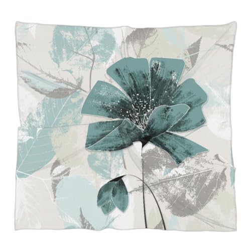 Square Silk Scarf for Women, Teal Turquoise Flower Lightweight Women's Fashion Scarves Wraps for Hair, Breathable Neck Scarf for Ladies Girls Dressy, 23.6x23.6 in