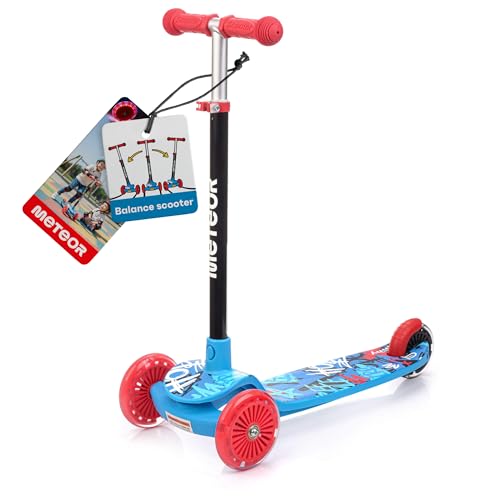 meteor 3‑Rad Kinderroller mit LED Leuchträdern und Balance‑Lenkung – höhenverstellbarer...
