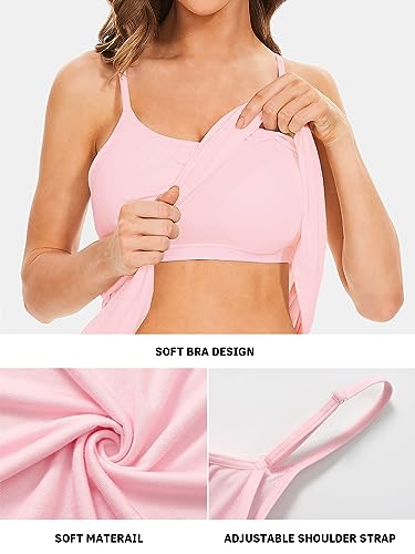 Image of Air Curvey Camisole for Women Bulid in Bra Casual Flowy Cami Adjustable Spaghetti Strap Tank Top Pleated Loose Fit S-XXXXL