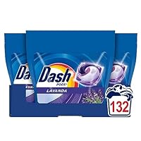 Dash Pods Detersivo Lavatrice In Capsule, 132 Lavaggi (3x44), Lavanda, Rimuove Le Macchie, Dona...