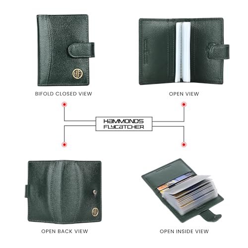 HAMMONDS FLYCATCHER Genuine Leather Card Holder Wallet for Man & Women, RFID Protected ATM/Credit Card Holder Wallet for Men with 18 Slots, Gift for Men, Father, Husband, Boyfriend - Green 5