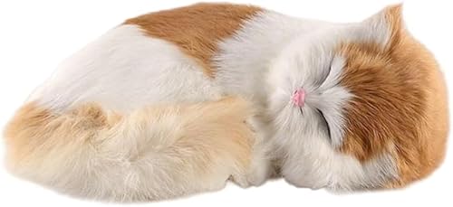 Nozuma 眠り猫 リアルぬいぐるみ置物 本物そっくり子猫模型 癒し系ガーデン庭ガーデニング雑貨 車/部屋/事務室/玄関/店舗飾りもの 敬老の日/結婚祝い贈り物プレゼント (C)