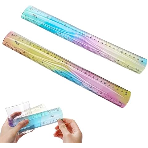30cm/12inch Ruler, 2 Pcs Flexible Ruler, Plastic Bendable Ruler, Unbreakable Ruler 12 inch, Soft Ruler for Kids, Colorful Ruler for Students Office School Cover
