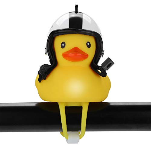 Rubber Duck Bike Bells Cartoon Duck Head Light Shining Duck Bicycle Bells Handlebar Squeeze Duck Bicycle Horns With Propeller Helmet 1Pc #TOP3