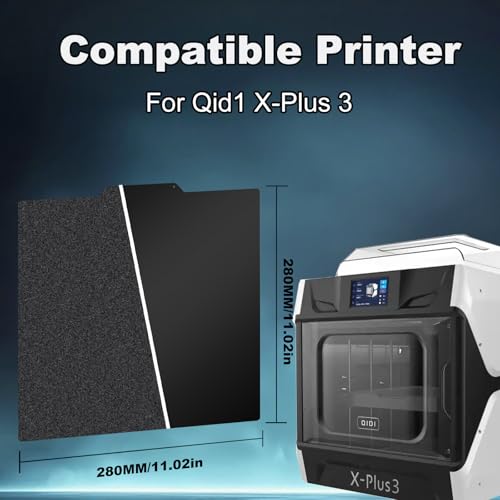 Image of 280x280mm Black Build Plate for Creality Ender 7,Qidi X-Plus 3, Double Sided Textured PEI+Smooth PEI Flexible Spring Steel Platform Heated Printing Bed for Creality Ender 7,Qidi X-Plus