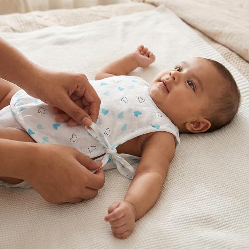 Image of TWC Organic Cotton Muslin Jhablas for Newborn Baby Boy and Girl | Unisex Baby Vest, Soft & Breathable All-Season Wear