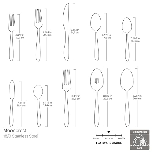 Oneida B336045A Mooncrest 45-Piece Flatware Set, Service for 8,Silver,45 Piece - Image 4