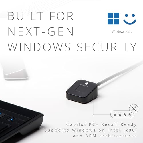 Image of Kensington Upgraded VeriMark Desktop 2.0 USB Fingerprint Reader Supports USB-C and USB-A - Windows Hello with ESS, Windows 11 Fingerprint Scanner for PC, FIDO U2F, FIDO2, TAA Compliant (K64741WW)