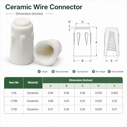 Image of Ceramic Wire Nuts 75PCS, Porcelain Wire Connectors 18-8 AWG, High Temp Wire Connectors, Heat Resistant Wire Caps for Oven Repair, Furnace, Heater & HVAC Applications
