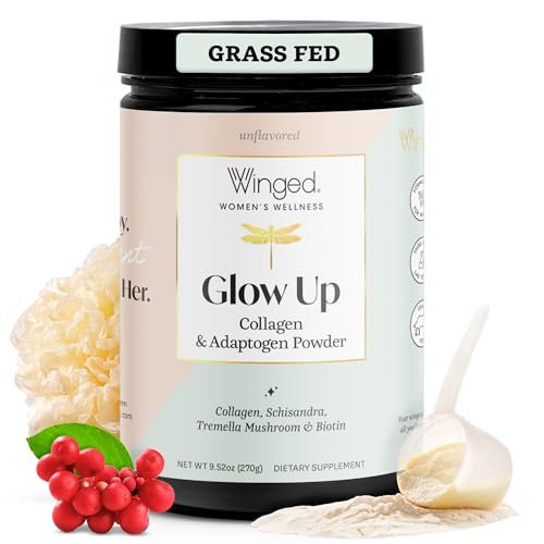 Winged Wellness Glow Up, Collagen Powder for Women - Hair, Skin & Nails Beauty Supplement with Grass-Fed Hydrolyzed Coll - Detailed View