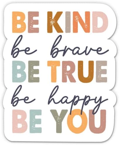 Calcomanía con texto en inglés Be Kind Be You para portátil de 3 pulgadas, vinilo impermeable para automóvil, teléfono, botella de agua, calcomanía
