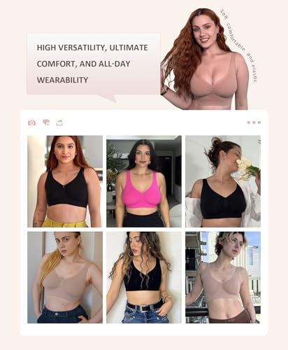 Image of FeelinGirl Seamless Everyday Bras for Women No Underwire with Wide Straps