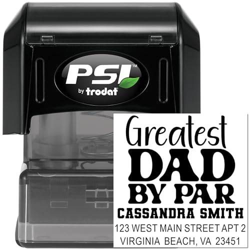 Image of Greatest Dad Pre Inked Rubber Stamp - Envelope Address Stamp | Choice of 5 ink colors. Clean Impression Stamp. Handmade Business Stamp. One household per die. No separate pad needed.