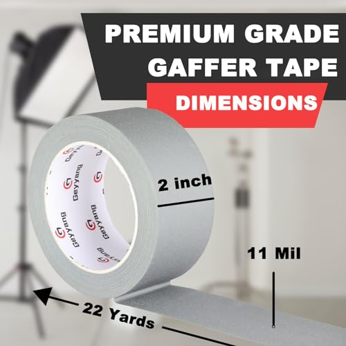 Image of GEYYANG Gaffers Tape - Gray Gaffer Tape 2 inch x 22 Yards - Multipurpose Matte Cloth Non-Reflective Gaff Tape for Photography,Film, Stage Production, Heavy-Duty Residue Free Gaffing Tape