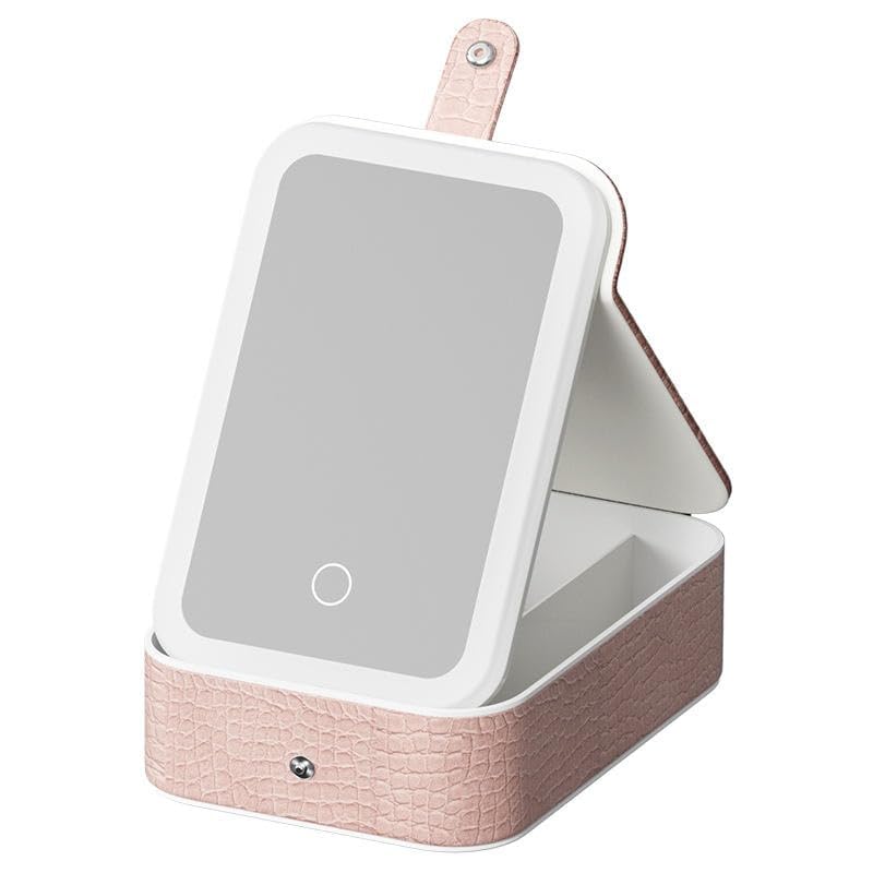 LED Lighted Mirror, Makeup Mirror, Makeup Organizer Box with 3 Color Setting LED Mirror for Women, Portable Cosmetic Mirror for Home and Travel-image-13