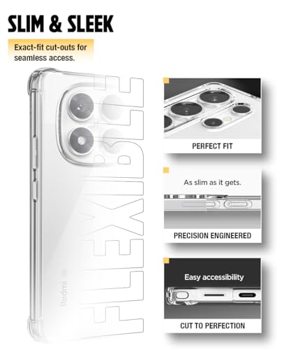 Image of WOW IMAGINE Clear Back Cover Case for Redmi Note 14 Pro 5G | Poco X7 5G | Shockproof Soft TPU Case | Cushioned Edges for Ultimate Protection Back Cover Case - Transparent