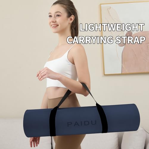 Image of PAIDU Yoga Mat Non Slip Anti-tear,extra thick-2 /5 inch(10MM)High Resiliency Professional POE Yoga Mats for Women Men Kids,72 inchx24 inchinch,Workout, Yoga, Pilates and Floor Exercise, with Carrier Strap