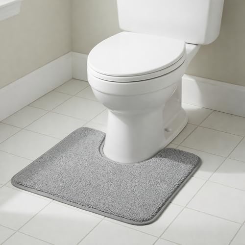 50 x 40 cm Tapis Toilette WC Contour, Tapis WC Contour Lavable, Antidérapant et Extra Doux, Très Absorbant, Tapi de Toilette en Forme de U pour la Salle de Bain,...