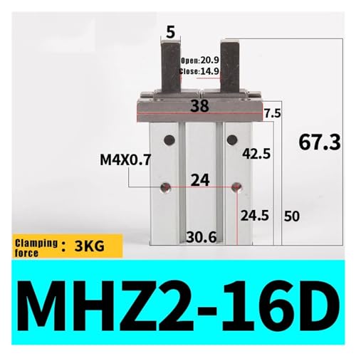 Cilindro de agarre MHZ2 16D con sistema neumático de doble efecto estable 2