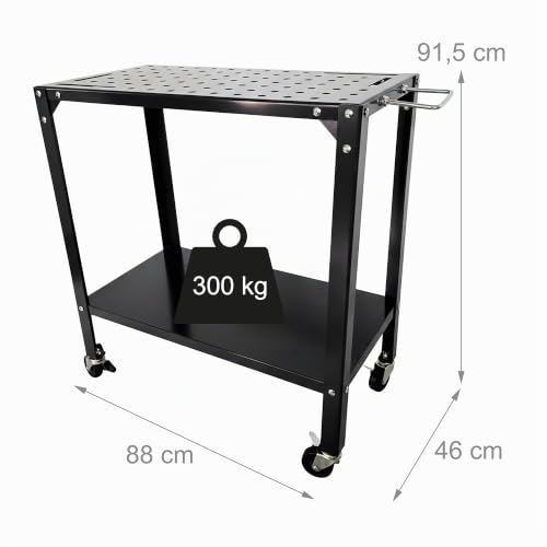 Mesa de Trabajo para Taller con Ruedas y Panel Perforado para Guardar Herramientas Manuales 5