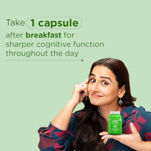 Image of Arth Brahmi Capsules for Memory, Focus, Concentration & Brain Fog Support - 90 Capsules for Men & Women | Bacopa Monnieri Supplement | Enhanced Absorption for Mental Clarity, Alertness & Positive Mood