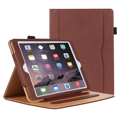 DAORANGE Coque pour iPad 6ème/5ème Génération 9.7 Pouces 2018/2017, Coque Étui pour iPad Air 2 9.7 Pouces 2014, Étui Protecteur en Cuir PU avec Veille/Réveil Automatique (Marron)