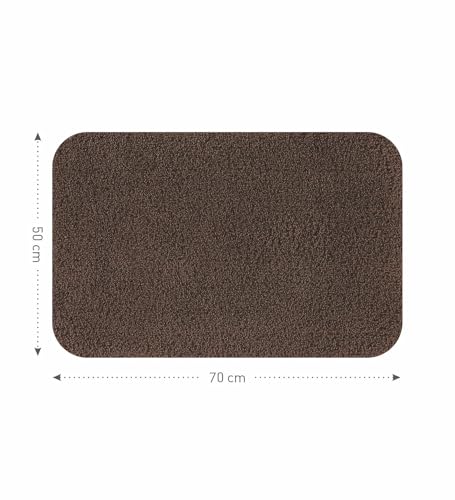 Image of Obsessions Ultra-Absorbent Quick-Dry Bath Mat | 1400 GSM Polyester | Soft, Non-Slip & Fast-Drying Bathroom Rug for Safety & Comfort | 50 x 70 cm | Chocolate