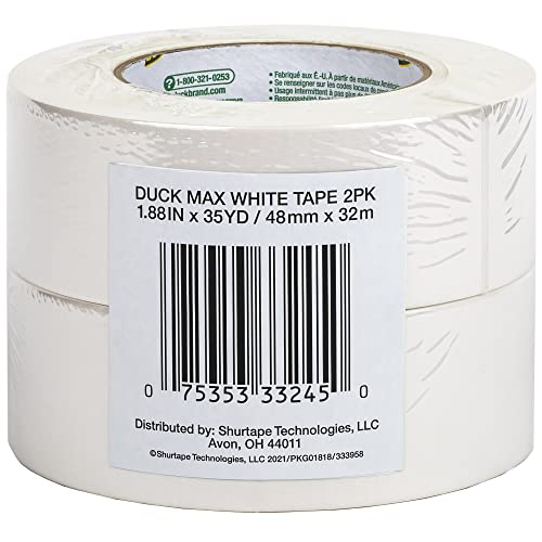 Image of Duck Brand Max Strength Duct Tape, White, 8-Roll Pack, 1.88 Inches x 35 Yards, 242859