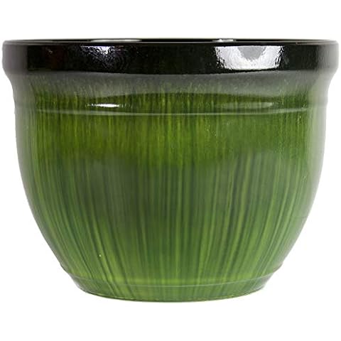 Gardener Select (MRR15-205 Large Round Planter - Modern Indoor & Outdoor Decorative Flower Pot/Box (15 Inch, Green Drip) Cover