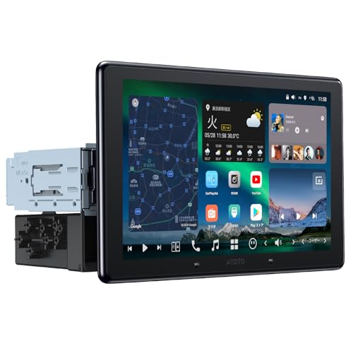 [10インチ QLED] ATOTOZONE AI Android カーナビ 8G+128G、1DIN &2DIN フローティング ディスプレイ、オーディオ一体型ナビ、無線 CarPlay & Android Auto、SIM対応 4G LTE、FLAC・7.1.2chオーディオ・36バンドEQ対応、HDMI入力・ハイボルトRCA出力、2Bluetooth & 2Wi-Fi、 X10G110E