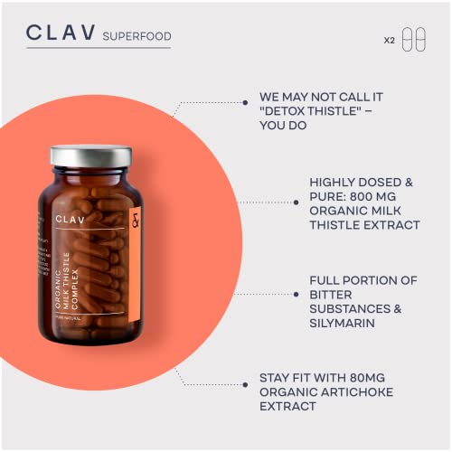 CLAV Organic Milk Thistle & Artichoke Extract Complex -Rich in Silymarin & Bitters - Liver Support + Detox Supplement - 120 Capsules (60 Days Supply) - Vegan - Made in Germany - Image 5