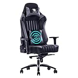 VON RACER Big and Tall 400lb Memory Foam Gaming Chair-Adjustable Tilt, Angle and 3D Arms Ergonomic High-Back Leather Racing Executive Computer Desk Office Metal Base (Gray)