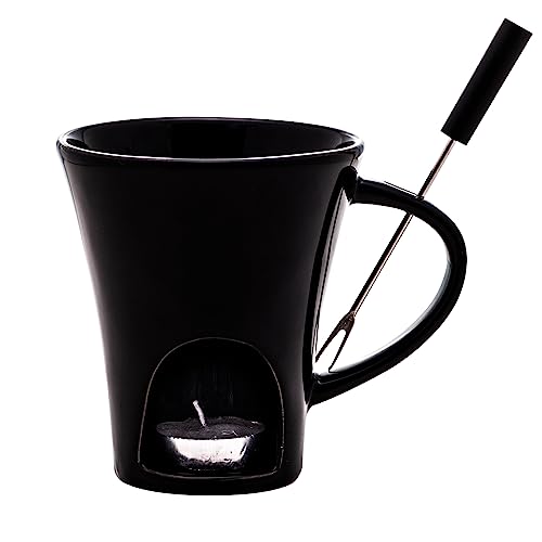 LYOR - Mini Fondue de Porcelana Ivy Preta 200ml - Ideal para Chocolate