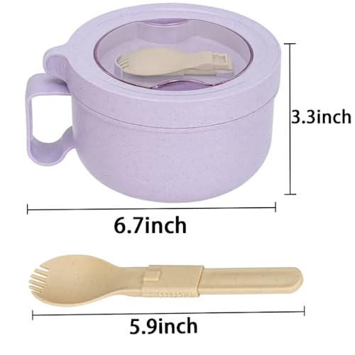 Image of Unbreakable Microwave Soup Mugs with Lids and Handles,Microwave Ramen Bowl with Lid for Soup and Instant Noodles,Oatmeal, Gumbo, Salad,BPA Free (Lavender Purple)